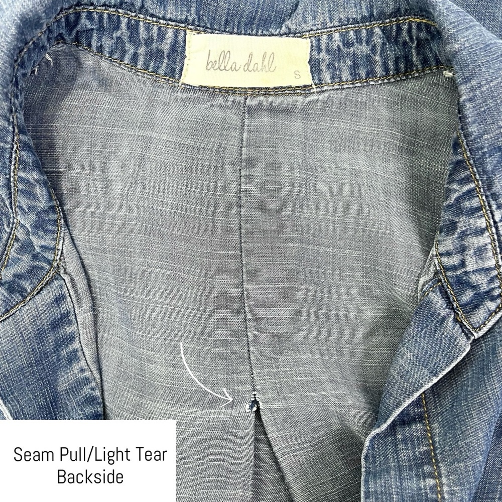 Bella Dahl- Blue Chambray Split Tail Button Down … - image 8